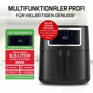 GOURMETMAXX Airfryer 6,5L Touchscreen 9 Functies — miniatuur 2