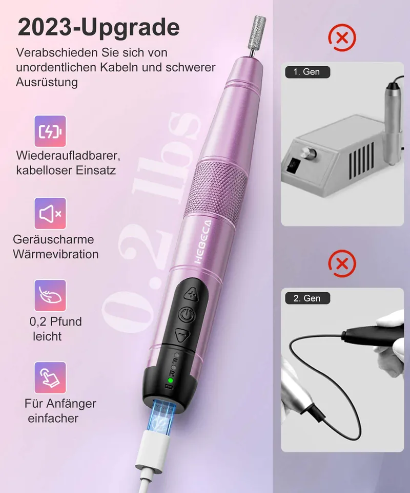 HEBECA Draadloze Nagelfrees 20000 rpm Manicure Set — foto 3