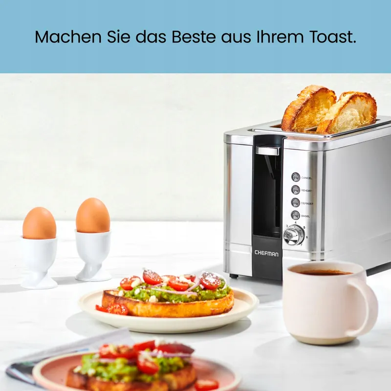 CHEFMAN RVS Broodrooster 2 Sleuven 7 Standen Extra Breed Bagel — foto 6