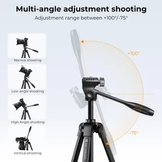 K&F CONCEPT Camerastatief 152cm DSLR Canon Nikon Sony Bluetooth — miniatuur 3