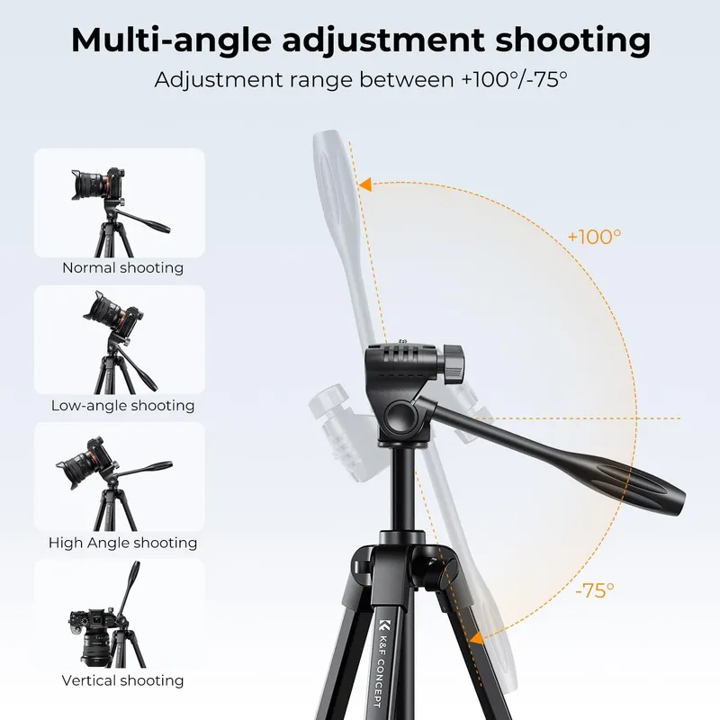 K&F CONCEPT Camerastatief 152cm DSLR Canon Nikon Sony Bluetooth β foto 3