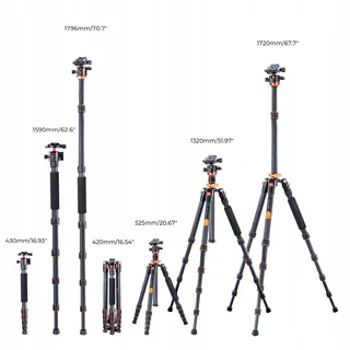K&F CONCEPT Carbon Statief 172cm Met Monopod Voor Camera's — miniatuur 7