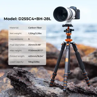 K&F CONCEPT Carbon Statief 172cm Met Monopod Voor Camera's — miniatuur 2