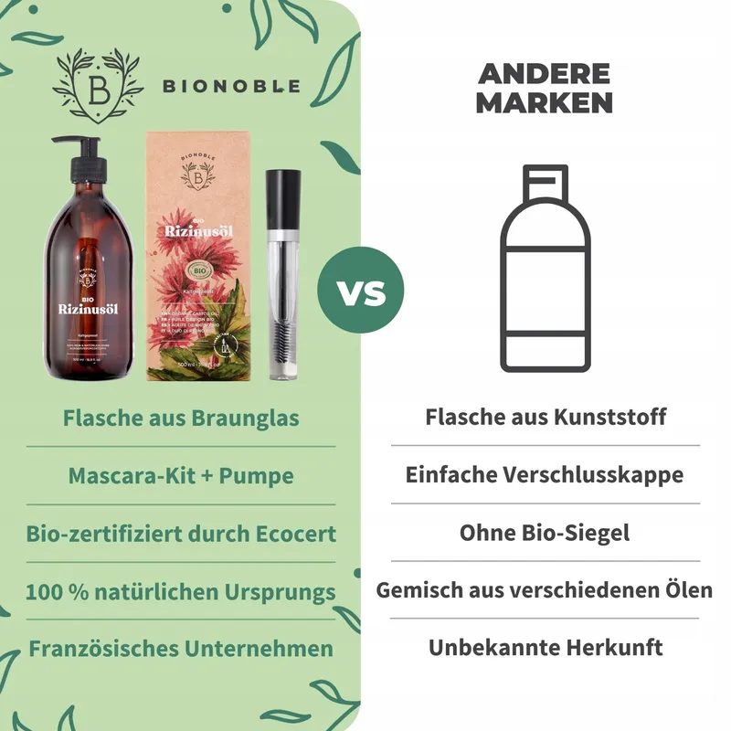 BIONOBLE Bio Ricinusolie 500ml Natuurlijk Haar Wenkbrauwen Wimpers — foto 5