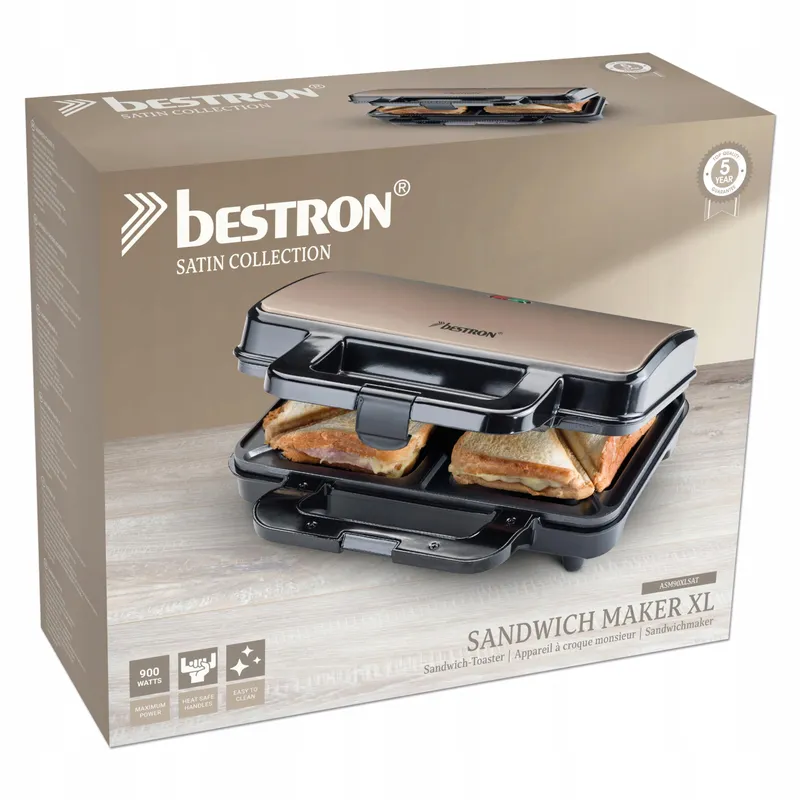 BESTRON XL Sandwichmaker 900W Automatische Temperatuurregeling — foto 4