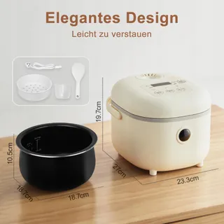 BEAR Rijstkoker 350W 6 Functies met Stoompan 2-4 Personen — miniatuur 4