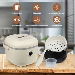 BEAR Rijstkoker 350W 6 Functies met Stoompan 2-4 Personen — miniatuur 6