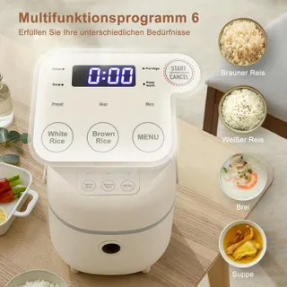 BEAR Rijstkoker 350W 6 Functies met Stoompan 2-4 Personen — miniatuur 3