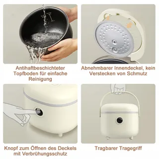 BEAR Rijstkoker 350W 6 Functies met Stoompan 2-4 Personen — miniatuur 7