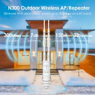 WAVLINK N300 Outdoor WLAN Repeater 300Mbit/s PoE AP Router — miniatuur 3
