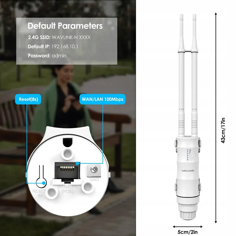 WAVLINK N300 Outdoor WLAN Repeater 300Mbit/s PoE AP Router — foto 8