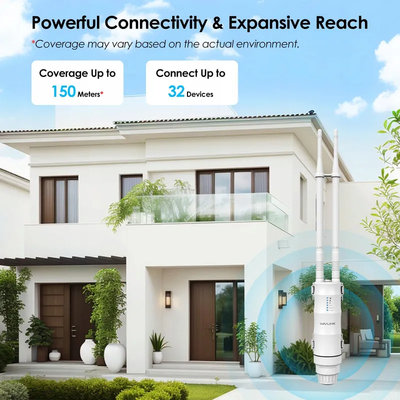 WAVLINK N300 Outdoor WLAN Repeater 300Mbit/s PoE AP Router — foto 6