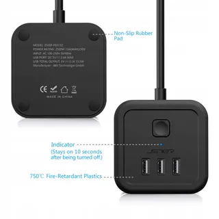 JSVER Stekkerdoos Cube USB 6-in-1 Met Schakelaar — miniatuur 3