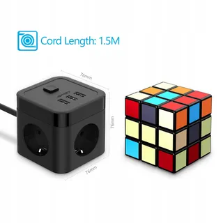 JSVER Stekkerdoos Cube USB 6-in-1 Met Schakelaar — miniatuur 4