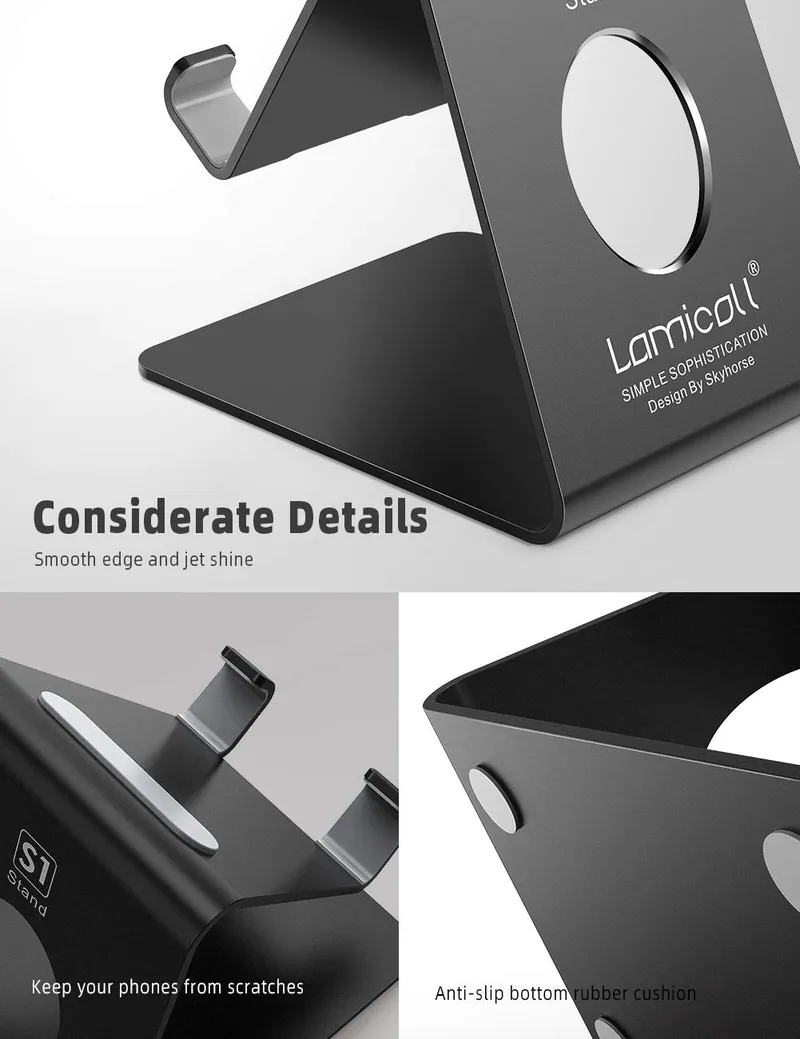 LAMICALL Telefoonstandaard Universeel iPhone Zwart — foto 7