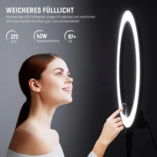 NEEWER LED Ringlicht 18 Inch met Telefoonhouder en Statief — miniatuur 2