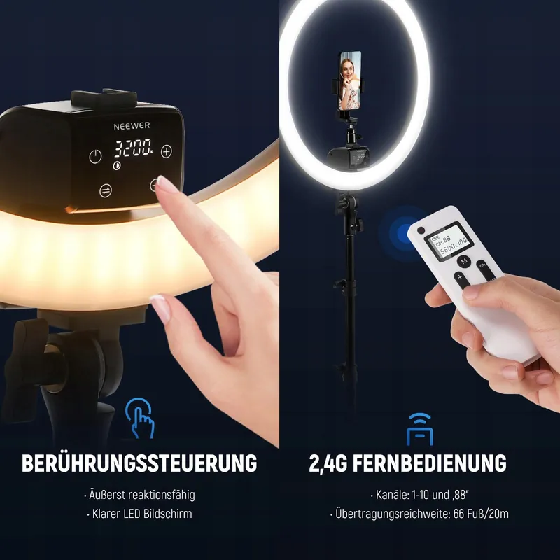 NEEWER LED Ringlicht 18 Inch met Telefoonhouder en Statief — foto 4