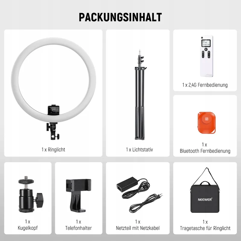NEEWER LED Ringlicht 18 Inch met Telefoonhouder en Statief — foto 8