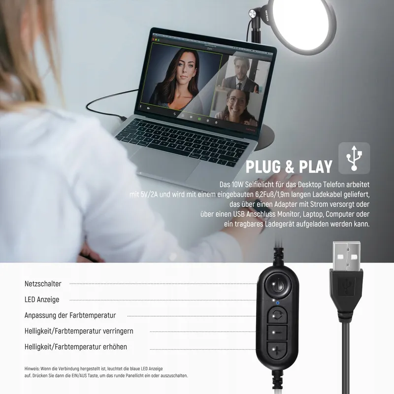 NEEWER Basics Selfie Ringlicht Set 7 Inch 10W 3000K-6500K — foto 4