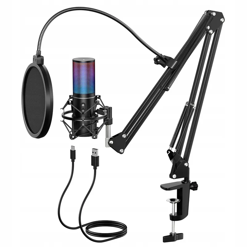 TONOR RGB USB Microfoon Gaming PC Podcast Microfoonarm Streaming — foto 1