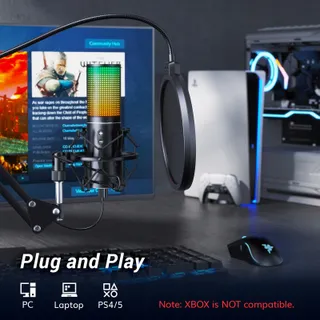 TONOR RGB USB Microfoon Gaming PC Podcast Microfoonarm Streaming — miniatuur 4