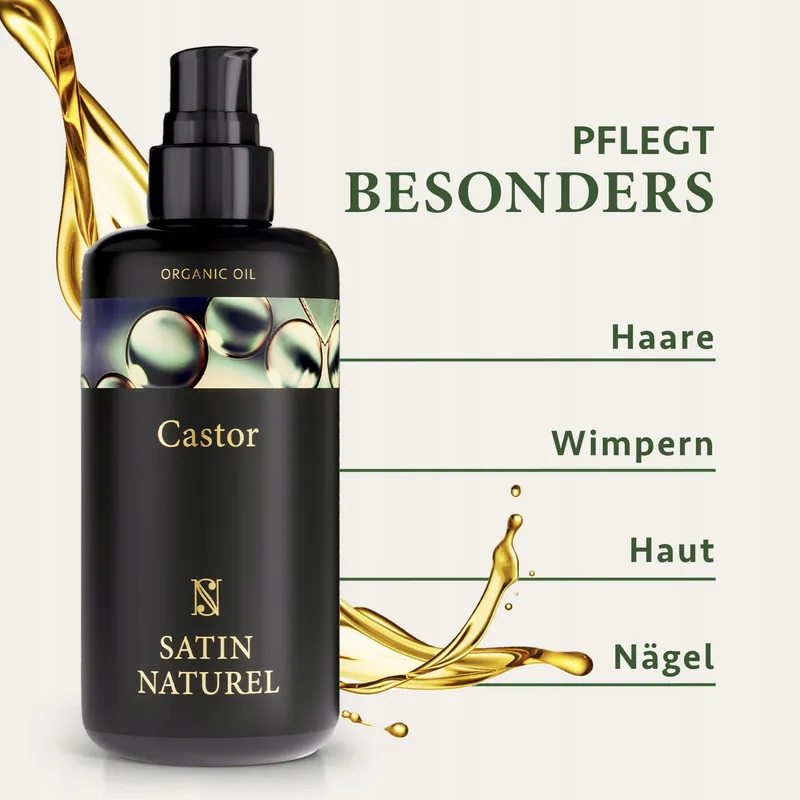 SATIN NATUREL Bio Castorolie Koudgeperst Wimpers Haar Huid 200ml — foto 3