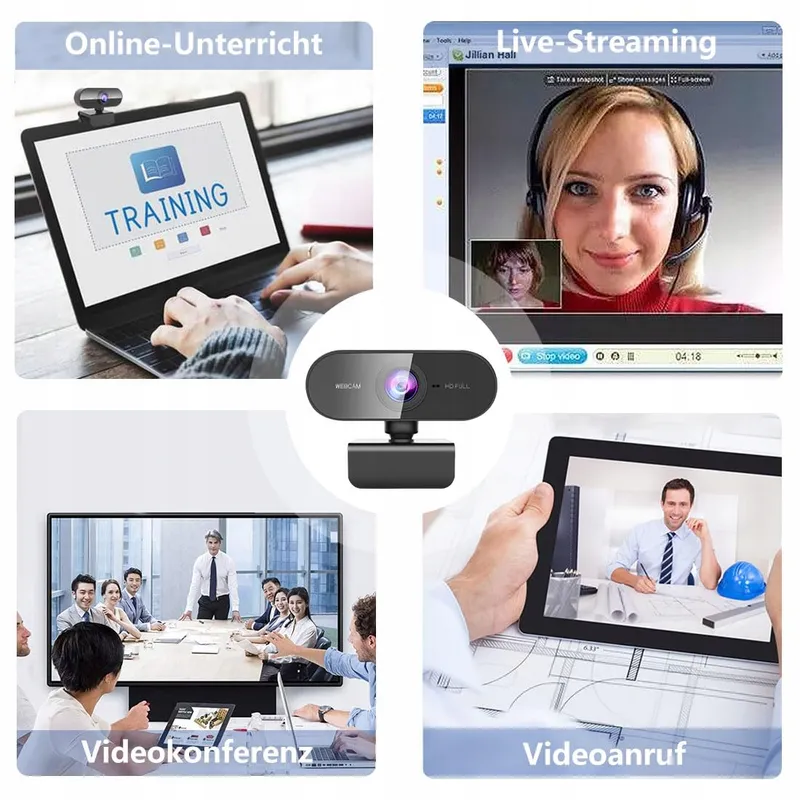 DDKJ Webcam 1080P Full HD Microfoon Computers Laptops — foto 2