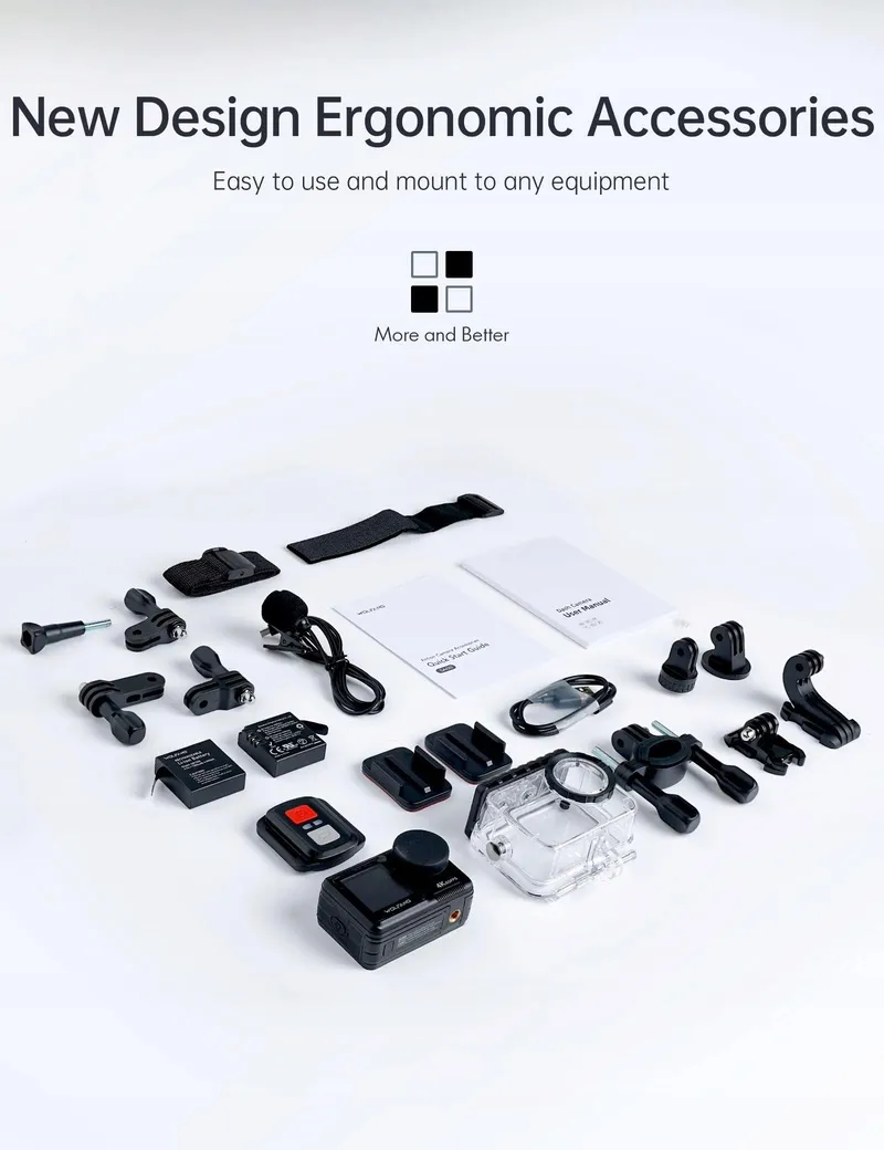 WOLFANG GA420 Actiecamera 4K 60FPS Waterdicht WiFi EIS Dual Screen — foto 9
