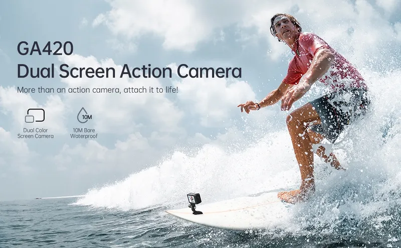 WOLFANG GA420 Actiecamera 4K 60FPS Waterdicht WiFi EIS Dual Screen — foto 14
