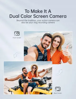 WOLFANG GA420 Actiecamera 4K 60FPS Waterdicht WiFi EIS Dual Screen — miniatuur 4