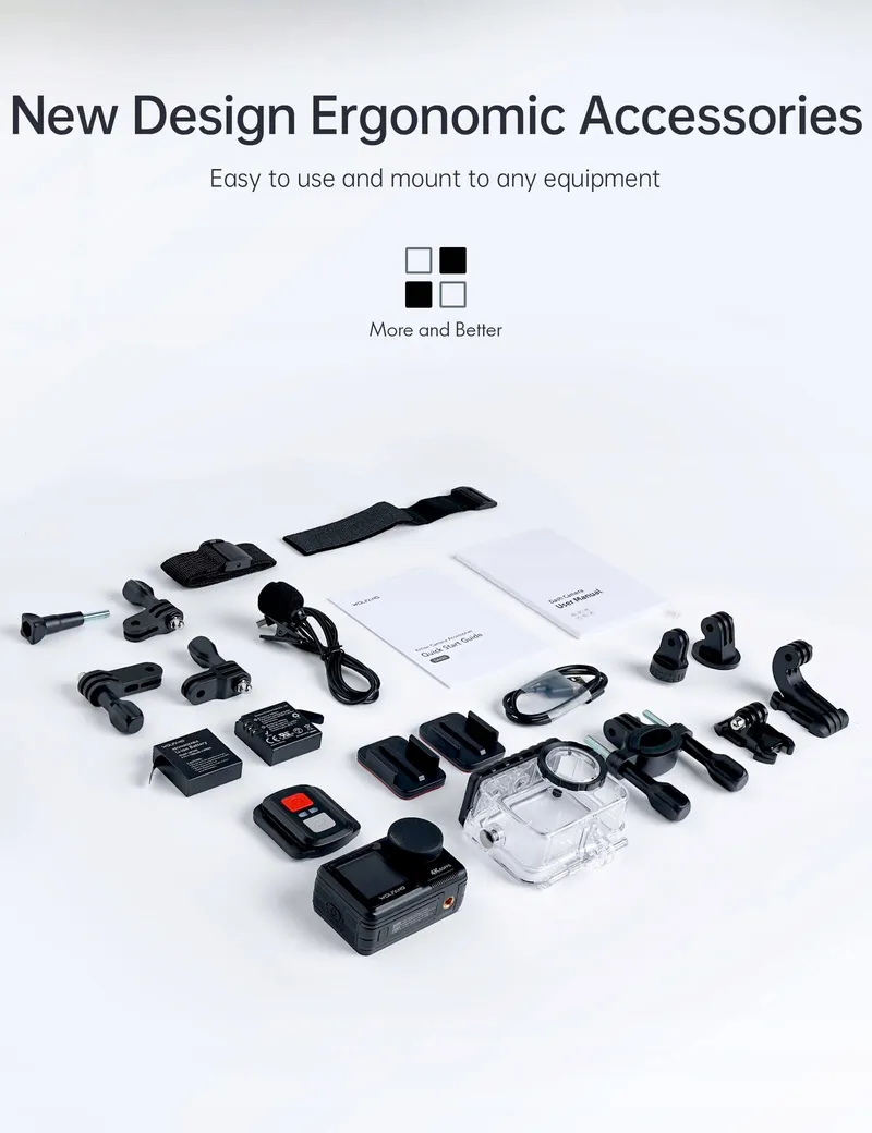 WOLFANG GA420 Actiecamera 4K 60FPS Waterdicht WiFi EIS Dual Screen — foto 12