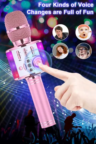 BONAOK Magic Sing Karaoke Microfoon Bluetooth Kinderen Volwassenen Roze — miniatuur 4