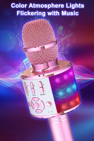 BONAOK Magic Sing Karaoke Microfoon Bluetooth Kinderen Volwassenen Roze — miniatuur 3