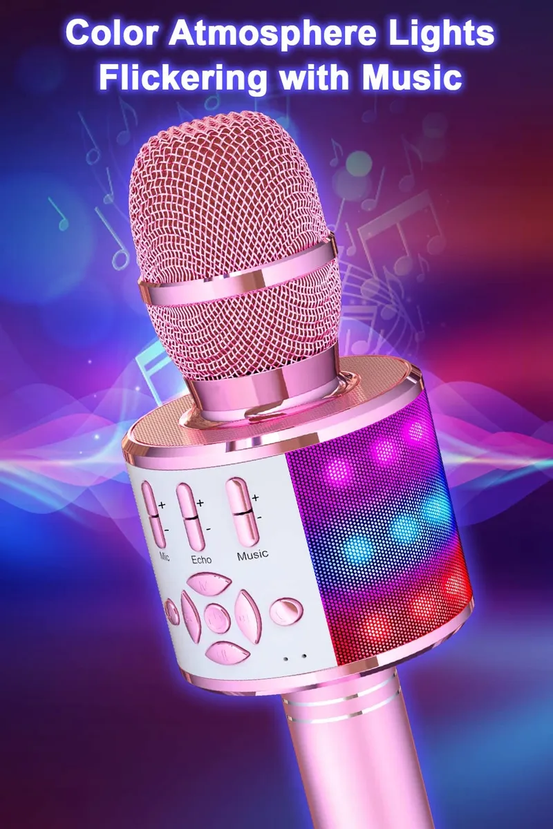 BONAOK Magic Sing Karaoke Microfoon Bluetooth Kinderen Volwassenen Roze — foto 3