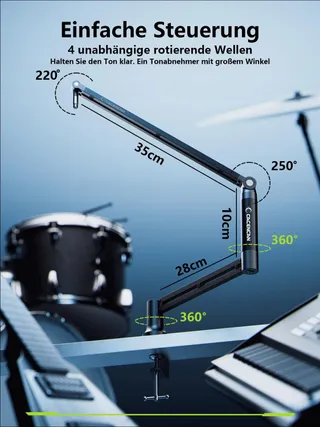 Microfoon Boom Arm 360 Met Tafelhouder Voor Streaming En Podcasts — miniatuur 7