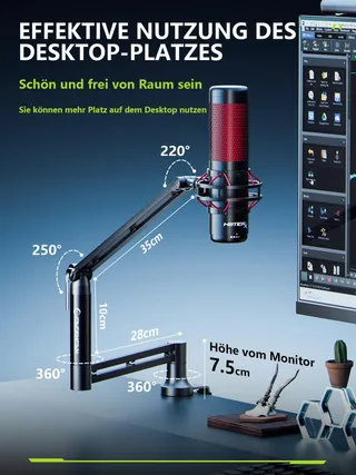 Microfoon Boom Arm 360 Met Tafelhouder Voor Streaming En Podcasts — miniatuur 2
