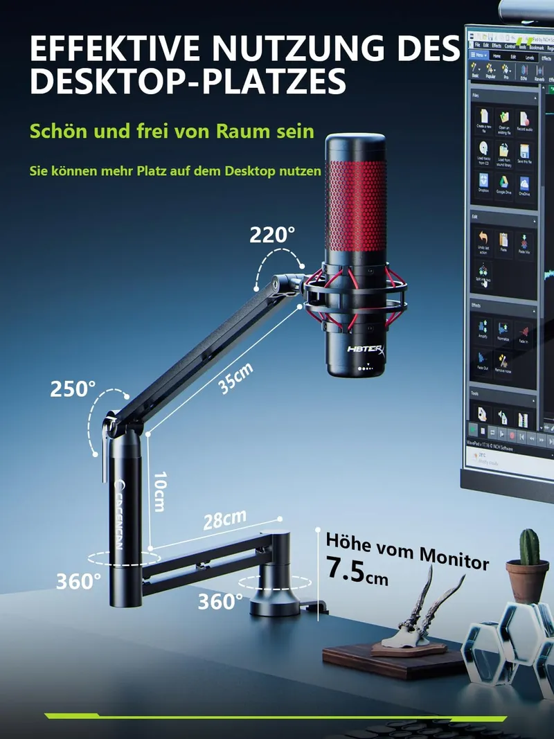 Microfoon Boom Arm 360 Met Tafelhouder Voor Streaming En Podcasts — foto 2