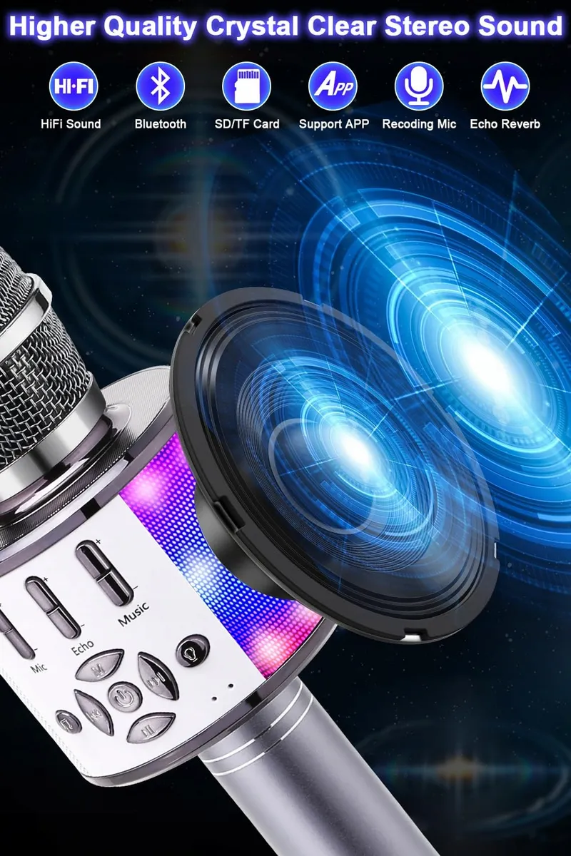 BONAOK Bluetooth Microfoon LED Kinderen Karaoke Party Thuis — foto 4
