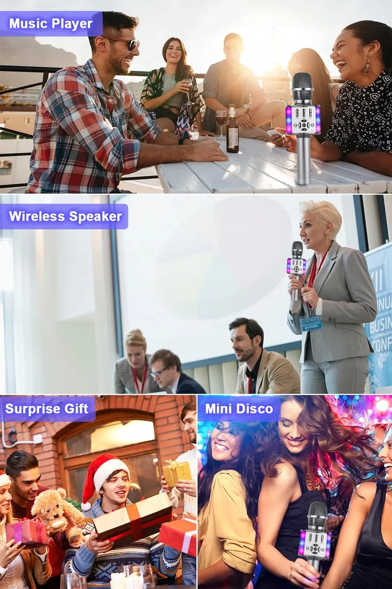 BONAOK Bluetooth Microfoon LED Kinderen Karaoke Party Thuis — foto 7