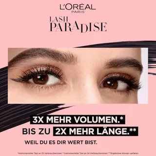 L'ORÉAL PARIS Lash Paradise Mascara Zwart Lengte Volume 6,4ml — miniatuur 2