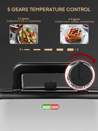 FOHERE Sandwichmaker 1200W Wafelijzer Grill 3-in-1 Antiaanbaklaag — miniatuur 3