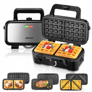 FOHERE Sandwichmaker 1200W Wafelijzer Grill 3-in-1 Antiaanbaklaag — miniatuur 1