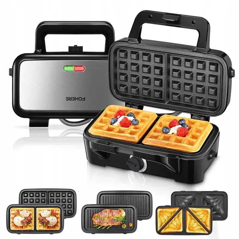 FOHERE Sandwichmaker 1200W Wafelijzer Grill 3-in-1 Antiaanbaklaag — foto 1