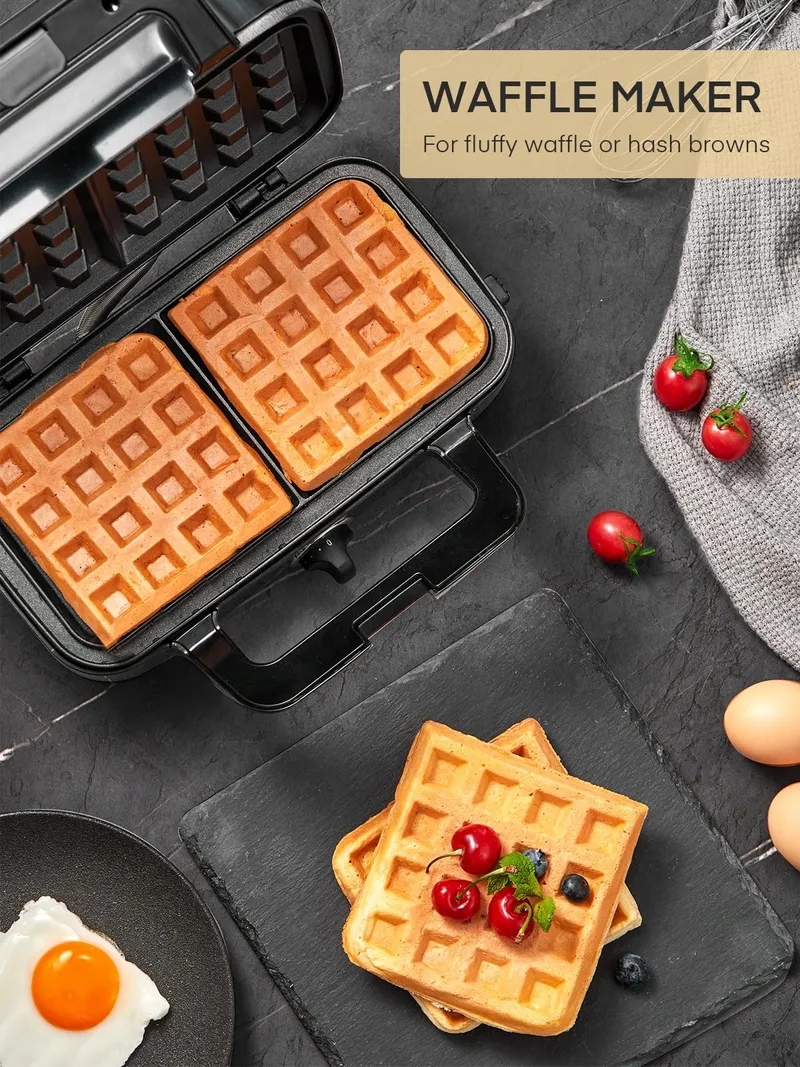 FOHERE Sandwichmaker 1200W Wafelijzer Grill 3-in-1 Antiaanbaklaag — foto 7