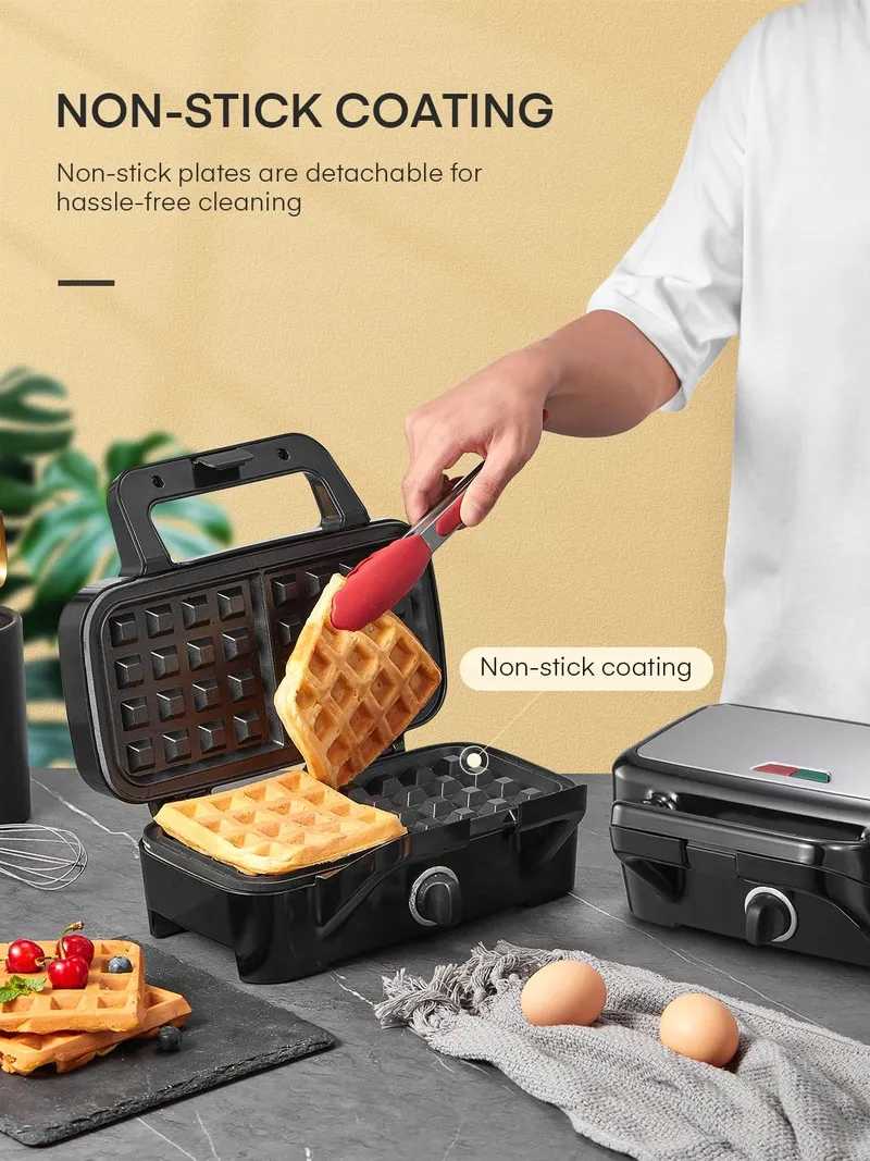 FOHERE Sandwichmaker 1200W Wafelijzer Grill 3-in-1 Antiaanbaklaag — foto 8