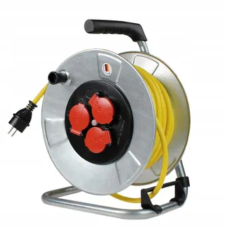 SCHWABE Kabelhaspel 40m 3 Stopcontacten IP44 Thermobeveiliging — miniatuur 1