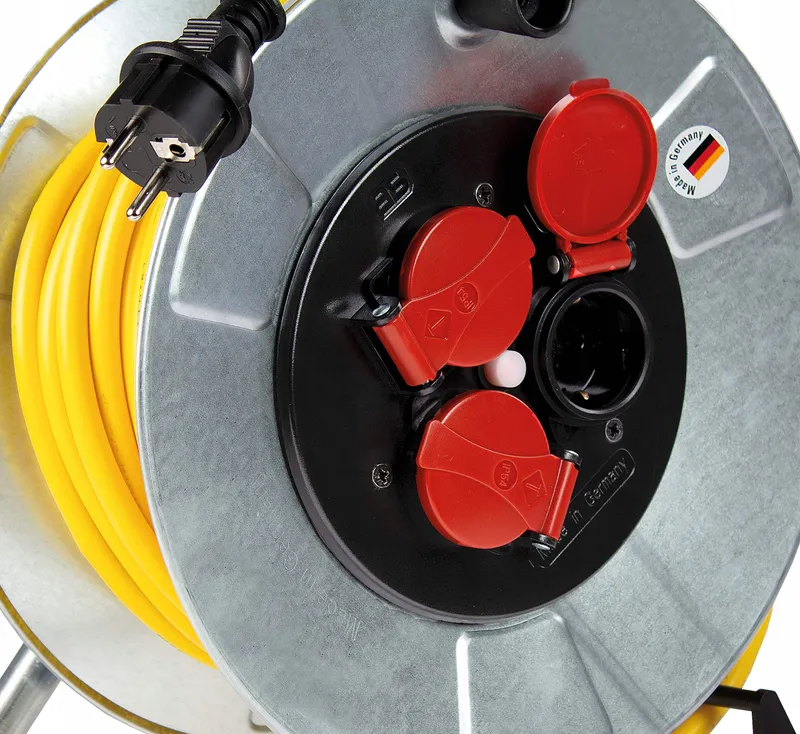 SCHWABE Kabelhaspel 40m 3 Stopcontacten IP44 Thermobeveiliging — foto 3