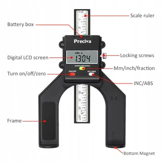 PRECIVA Digitale Diepte- en Hoogtemeter LCD 80mm 0,10mm — miniatuur 2