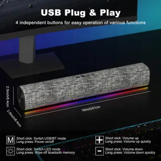 SOULION R100 Computerluidsprekers Bluetooth Kleurrijk Stereo USB — miniatuur 4