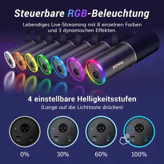 TONOR Gaming Microfoon XLR USB RGB Podcast Streaming PC PS4 PS5 Mac — miniatuur 2